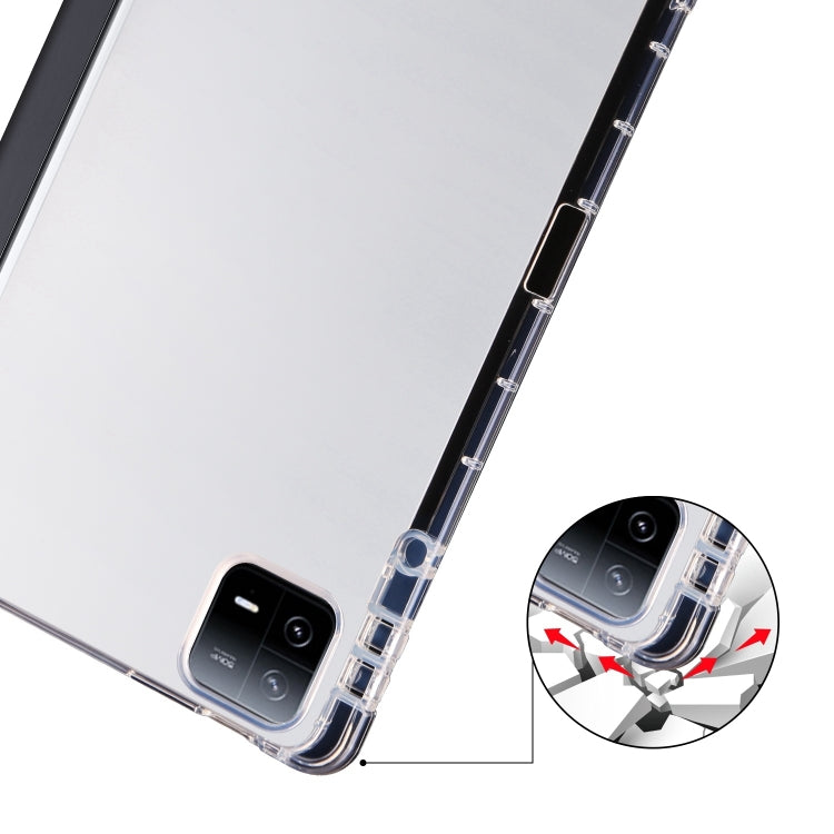 For iPad Air 11 2025 / 2024 3-fold Clear TPU Smart Leather Tablet Case with Pen Slot(Black) - iPad Air 11 2025 / 2024 Cases by buy2fix | Online Shopping UK | buy2fix