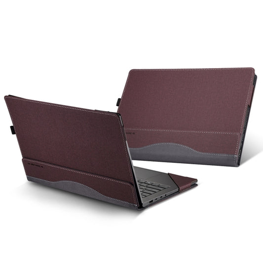 For HP Pavilion Plus Laptop 14-eh / 14t-eh Leather Laptop Shockproof Protective Case(Wine Red) - Screen & Keyboard Cover by buy2fix | Online Shopping UK | buy2fix