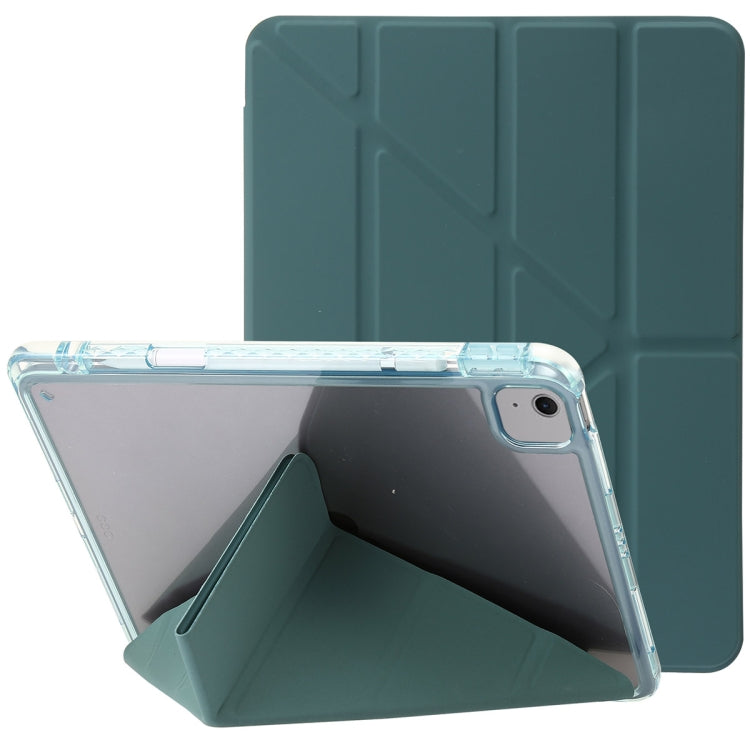 For iPad Air 13 2024 Clear Acrylic Deformation Leather Tablet Case(Dark Green) - iPad Air 13 2024 Cases by buy2fix | Online Shopping UK | buy2fix