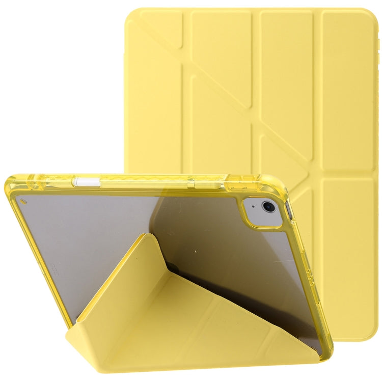 For iPad Air 11 2024 Clear Acrylic Deformation Leather Tablet Case(Yellow) - iPad Air 11 2024 Cases by buy2fix | Online Shopping UK | buy2fix