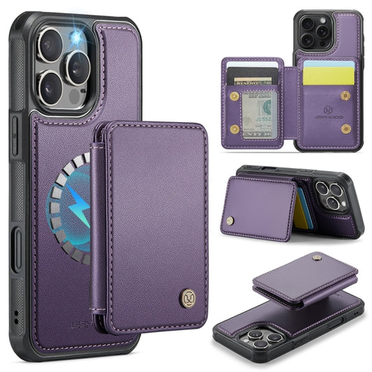 For iPhone 16 Pro Max JEEHOOD J05 Business Magnetic Style RFID Leather Phone Case(Purple) - iPhone 16 Pro Max Cases by JEEHOOD | Online Shopping UK | buy2fix