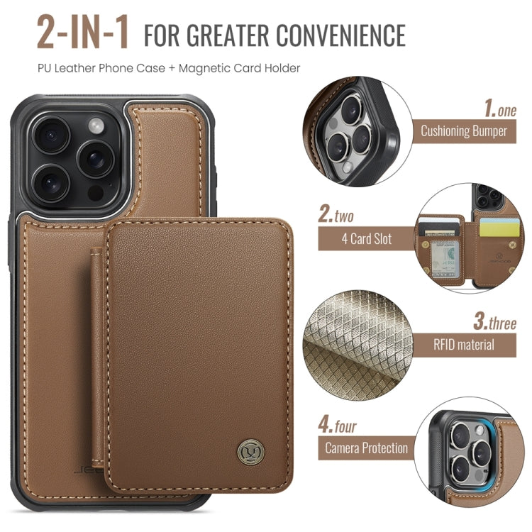 For iPhone 16 Pro Max JEEHOOD J05 Business Magnetic Style RFID Leather Phone Case(Brown) - iPhone 16 Pro Max Cases by JEEHOOD | Online Shopping UK | buy2fix