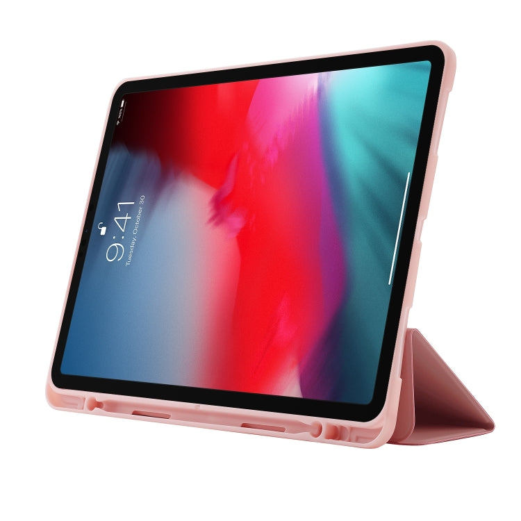 For iPad Pro 13 2024 Skin Feel Tri-fold Leather Tablet Case with Pen Slot(Pink) - iPad Pro 13 2024 Cases by buy2fix | Online Shopping UK | buy2fix