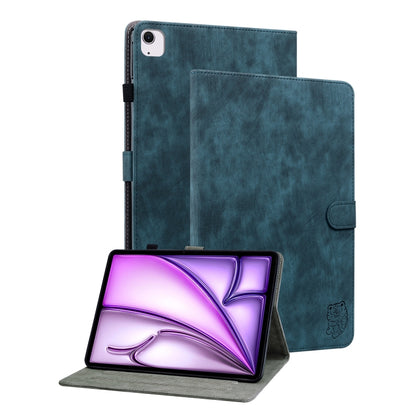 For iPad Air 11 2025 / 2024 Embossed Tiger Pattern Leather Tablet Case(Dark Blue) - iPad Air 11 2025 / 2024 Cases by buy2fix | Online Shopping UK | buy2fix