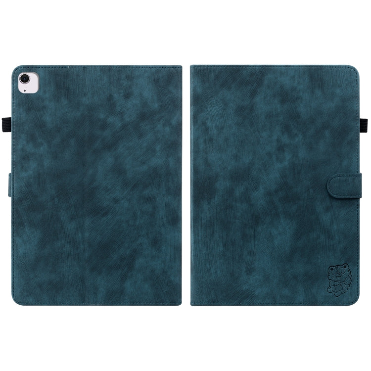 For iPad Air 11 2025 / 2024 Embossed Tiger Pattern Leather Tablet Case(Dark Blue) - iPad Air 11 2025 / 2024 Cases by buy2fix | Online Shopping UK | buy2fix