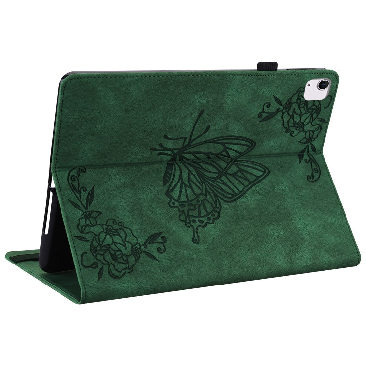 For iPad Air 11 2024 Butterfly Flower Embossed Leather Tablet Case(Green) - iPad Air 11 2024 Cases by buy2fix | Online Shopping UK | buy2fix