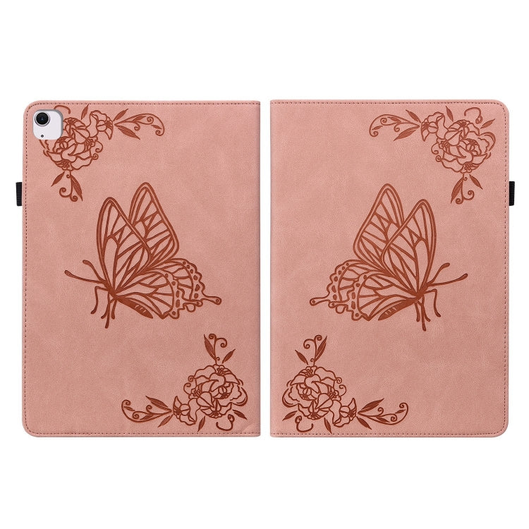 For iPad Air 11 2024 Butterfly Flower Embossed Leather Tablet Case(Rose Gold) - iPad Air 11 2025 / 2024 Cases by buy2fix | Online Shopping UK | buy2fix