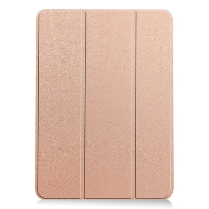 For iPad Air 13 2024 Custer Pure Color 3-Fold Holder Smart Leather Tablet Case(Rose Gold) - iPad Air 13 2024 Cases by buy2fix | Online Shopping UK | buy2fix