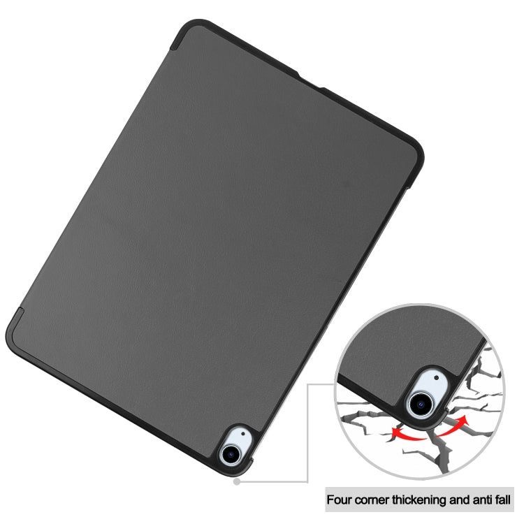 For iPad Air 13 2024 Custer Pure Color 3-Fold Holder Smart Leather Tablet Case(Grey) - iPad Air 13 2024 Cases by buy2fix | Online Shopping UK | buy2fix