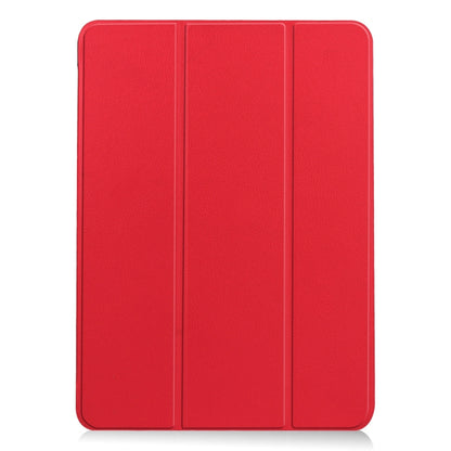 For iPad Air 11 2025 / 2024 Custer Pure Color 3-Fold Holder Smart Leather Tablet Case(Red) - iPad Air 11 2025 / 2024 Cases by buy2fix | Online Shopping UK | buy2fix