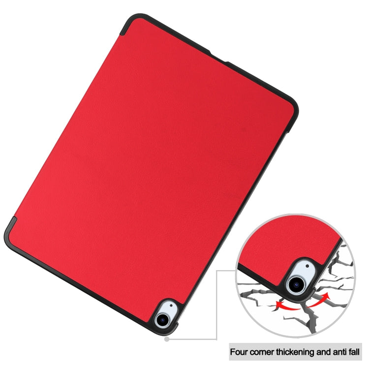 For iPad Air 11 2025 / 2024 Custer Pure Color 3-Fold Holder Smart Leather Tablet Case(Red) - iPad Air 11 2025 / 2024 Cases by buy2fix | Online Shopping UK | buy2fix