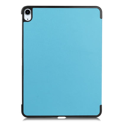 For iPad Air 11 2024 Custer Pure Color 3-Fold Holder Smart Leather Tablet Case(Sky Blue) - iPad Air 11 2024 Cases by buy2fix | Online Shopping UK | buy2fix