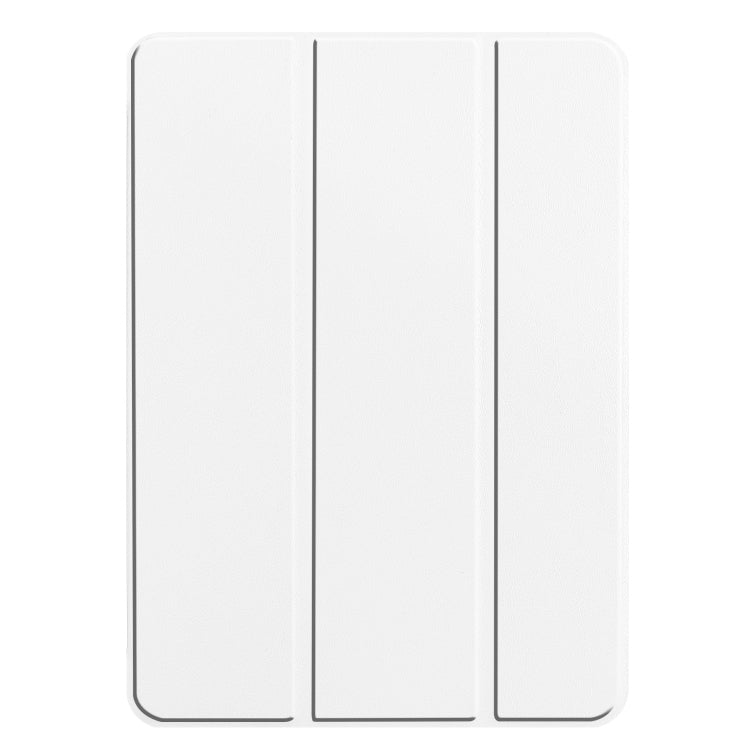 For iPad Pro 11 2024 Custer Pure Color 3-Fold Holder Smart Leather Tablet Case(White) - iPad Pro 11 2024 Cases by buy2fix | Online Shopping UK | buy2fix