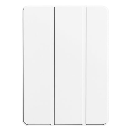 For iPad Pro 11 2024 Custer Pure Color 3-Fold Holder Smart Leather Tablet Case(White) - iPad Pro 11 2024 Cases by buy2fix | Online Shopping UK | buy2fix