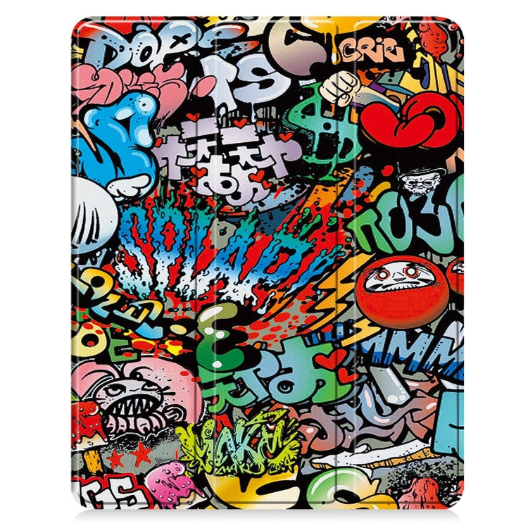 For iPad Air 13 2024 / 2025 Custer Painted 3-Fold Holder Smart Leather Tablet Case with Pen Tray(Graffiti) - iPad Air 13 2025 / 2024 Cases by buy2fix | Online Shopping UK | buy2fix