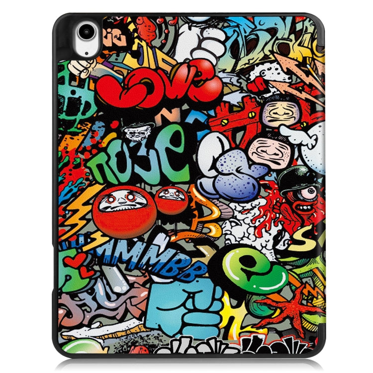 For iPad Air 13 2024 / 2025 Custer Painted 3-Fold Holder Smart Leather Tablet Case with Pen Tray(Graffiti) - iPad Air 13 2025 / 2024 Cases by buy2fix | Online Shopping UK | buy2fix