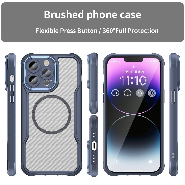 For iPhone 13 Pro Carbon Fiber Texture MagSafe Translucent Phone Case(Blue) - iPhone 13 Pro Cases by buy2fix | Online Shopping UK | buy2fix