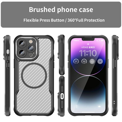 For iPhone 11 Pro Carbon Fiber Texture MagSafe Translucent Phone Case(Black) - iPhone 11 Pro Cases by buy2fix | Online Shopping UK | buy2fix