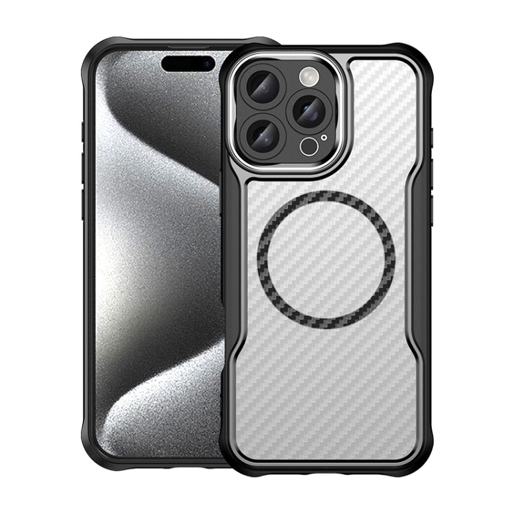 For iPhone 16 Pro Max Carbon Fiber Texture MagSafe Translucent Phone Case(Black) - iPhone 16 Pro Max Cases by buy2fix | Online Shopping UK | buy2fix