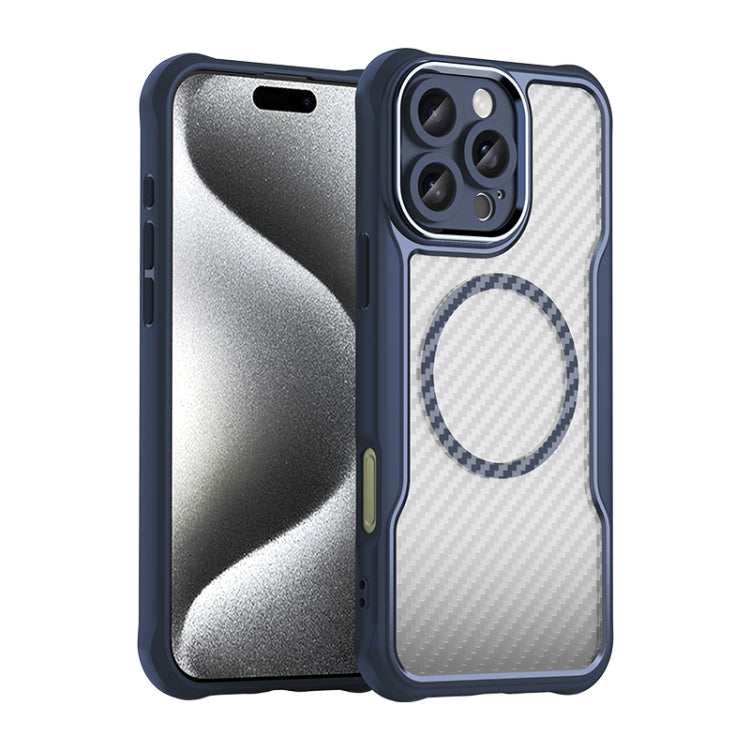 For iPhone 16 Pro Max Carbon Fiber Texture MagSafe Translucent Phone Case(Blue) - iPhone 16 Pro Max Cases by buy2fix | Online Shopping UK | buy2fix