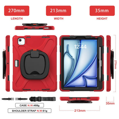 For iPad Air 11 2024 Silicone Hybrid PC Tablet Case with Holder & Shoulder Strap(Red) - iPad Air 11 2024 Cases by buy2fix | Online Shopping UK | buy2fix