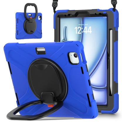 For iPad Air 11 2024 / Air 11 2025 Silicone Hybrid PC Tablet Case with Holder & Shoulder Strap(Blue) - iPad Air 11 2025 / 2024 Cases by buy2fix | Online Shopping UK | buy2fix