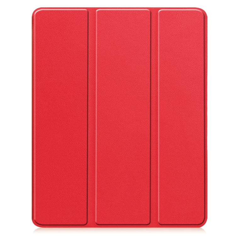 For iPad Air 13 2024 Custer TPU Pure Color 3-Fold Holder Smart Leather Tablet Case with Pen Tray(Red) - iPad Air 13 2024 Cases by buy2fix | Online Shopping UK | buy2fix