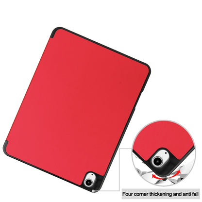 For iPad Air 13 2024 Custer TPU Pure Color 3-Fold Holder Smart Leather Tablet Case with Pen Tray(Red) - iPad Air 13 2024 Cases by buy2fix | Online Shopping UK | buy2fix