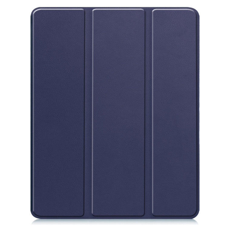 For iPad Air 13 2024 Custer TPU Pure Color 3-Fold Holder Smart Leather Tablet Case with Pen Tray(Dark Blue) - iPad Air 13 2024 Cases by buy2fix | Online Shopping UK | buy2fix