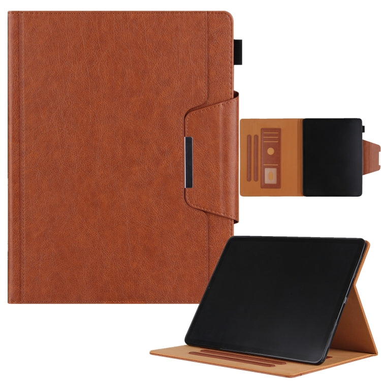 For iPad Pro 13 2024 Solid Color Metal Buckle Leather Smart Tablet Case(Brown) - iPad Pro 13 2024 Cases by buy2fix | Online Shopping UK | buy2fix