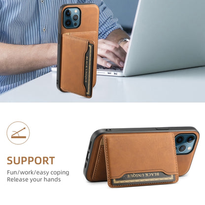 For iPhone 12 Pro Max Denior D13 Retro Texture Leather MagSafe Card Bag Phone Case(Brown) - iPhone 12 Pro Max Cases by Denior | Online Shopping UK | buy2fix
