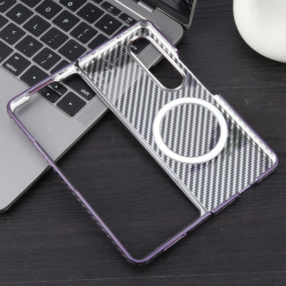 For Samsung Galaxy Z Fold4 6D Plated Carbon Fiber Clear Magsafe PC Phone Case(Aurora Purple) - Galaxy Z Fold4 5G Cases by buy2fix | Online Shopping UK | buy2fix