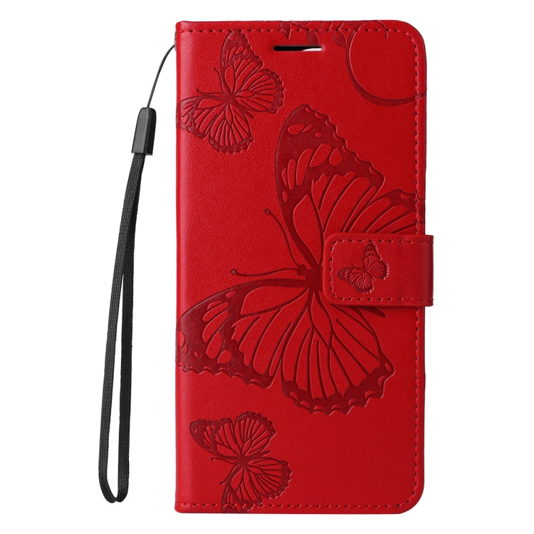 For iPhone SE 2024 3D Butterfly Embossed Pattern Flip Leather Phone Case(Red) - More iPhone Cases by buy2fix | Online Shopping UK | buy2fix