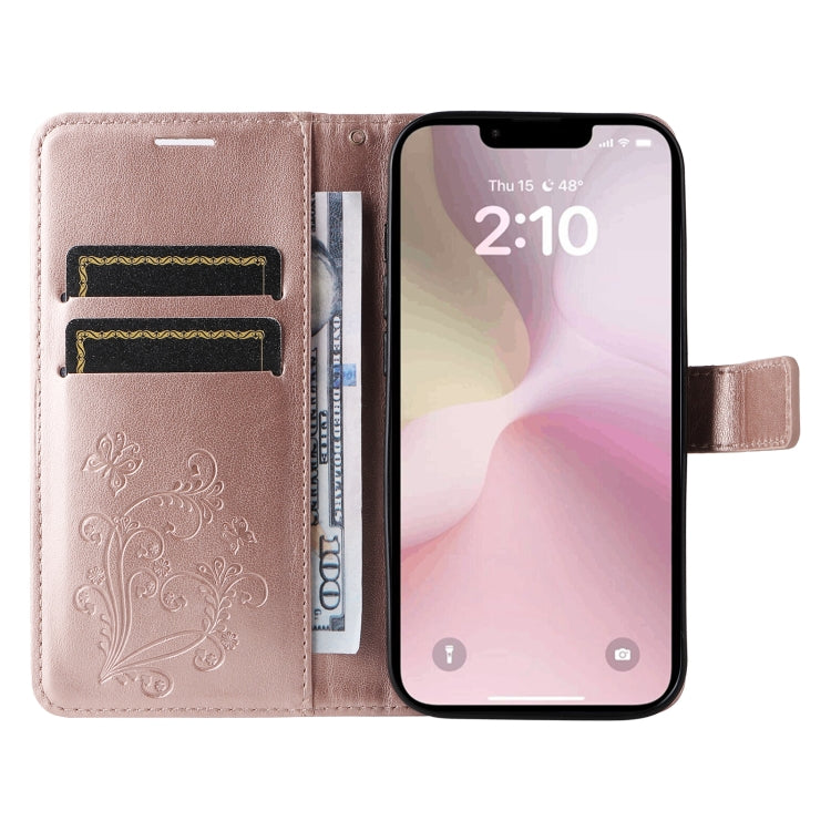 For iPhone SE 2024 3D Butterfly Embossed Pattern Flip Leather Phone Case(Rose Gold) - More iPhone Cases by buy2fix | Online Shopping UK | buy2fix