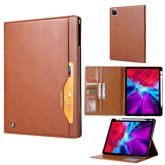 For iPad Pro 13 2024 Knead Skin Texture Horizontal Flip Leather Smart Tablet Case(Brown) - iPad Pro 13 2024 Cases by buy2fix | Online Shopping UK | buy2fix