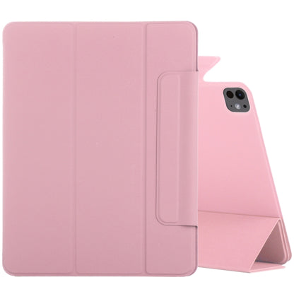 For iPad Pro 11 2024 Double-sided Clip Fixed Buckle Magnetic PU Leather Smart Tablet Case(Light Pink) - iPad Pro 11 2024 Cases by buy2fix | Online Shopping UK | buy2fix