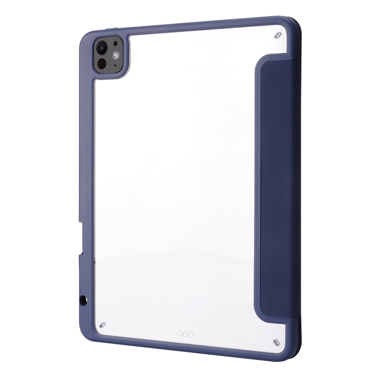 For iPad Pro 13 2024 Deformation Transparent Acrylic Leather Tablet Case(Dark Blue) - iPad Pro 13 2024 Cases by buy2fix | Online Shopping UK | buy2fix