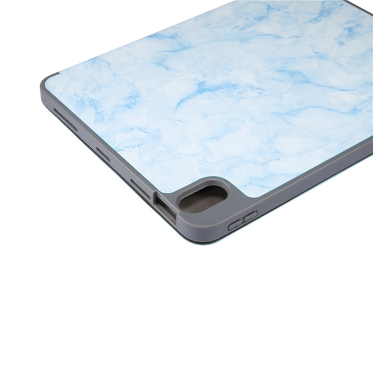 For iPad Air 11 2024 Three-fold Marble Texture Protective Tablet Case with Pen Slot(Blue) - iPad Air 11 2024 Cases by buy2fix | Online Shopping UK | buy2fix