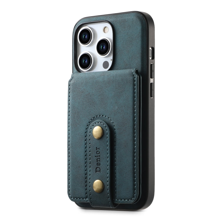 For iPhone 12 Pro Max Denior D14 NK Retro Pattern MagSafe Magnetic Card Holder Leather Phone Case(Blue) - iPhone 12 Pro Max Cases by Denior | Online Shopping UK | buy2fix