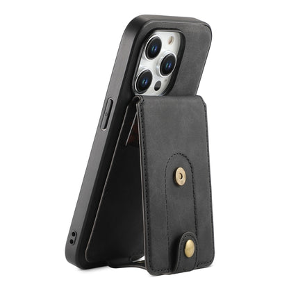 For iPhone 12 Pro Max Denior D14 NK Retro Pattern MagSafe Magnetic Card Holder Leather Phone Case(Black) - iPhone 12 Pro Max Cases by Denior | Online Shopping UK | buy2fix