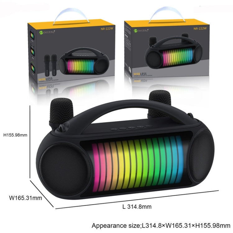 NewRixing NR-222 Portable Outdoor Dual Mic Colorful Wireless Bluetooth Speaker(Black) - Desktop Speaker by NewRixing | Online Shopping UK | buy2fix