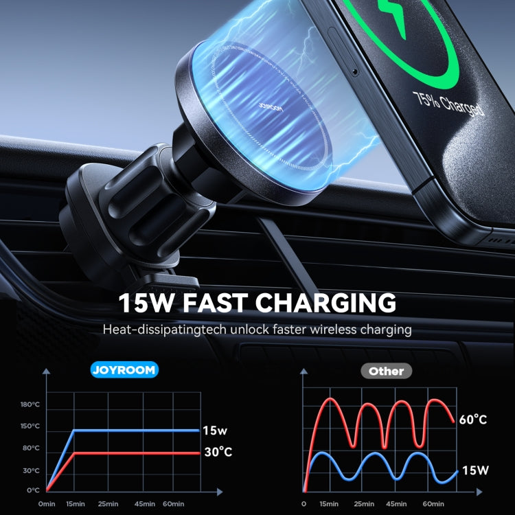 JOYROOM JR-ZS387 Cooling Fan Magnetic Car Wireless Charger Holder(Black) - Wireless Charger Holders by JOYROOM | Online Shopping UK | buy2fix