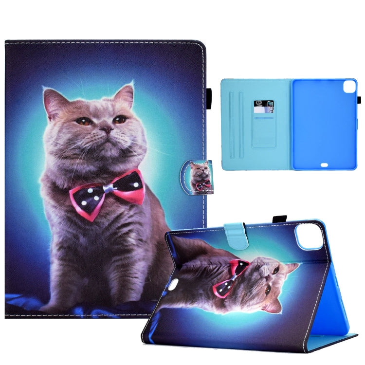 For iPad Pro 11 2024 Painted Stitching Smart Leather Tablet Case(Bow Tie Cat) - iPad Pro 11 2024 Cases by buy2fix | Online Shopping UK | buy2fix