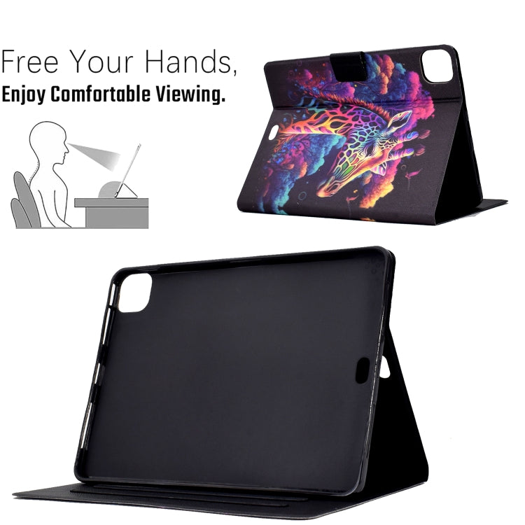 For iPad Pro 11 2024 Colored Drawing Smart Leather Tablet Case(Giraffe) - iPad Pro 11 2024 Cases by buy2fix | Online Shopping UK | buy2fix