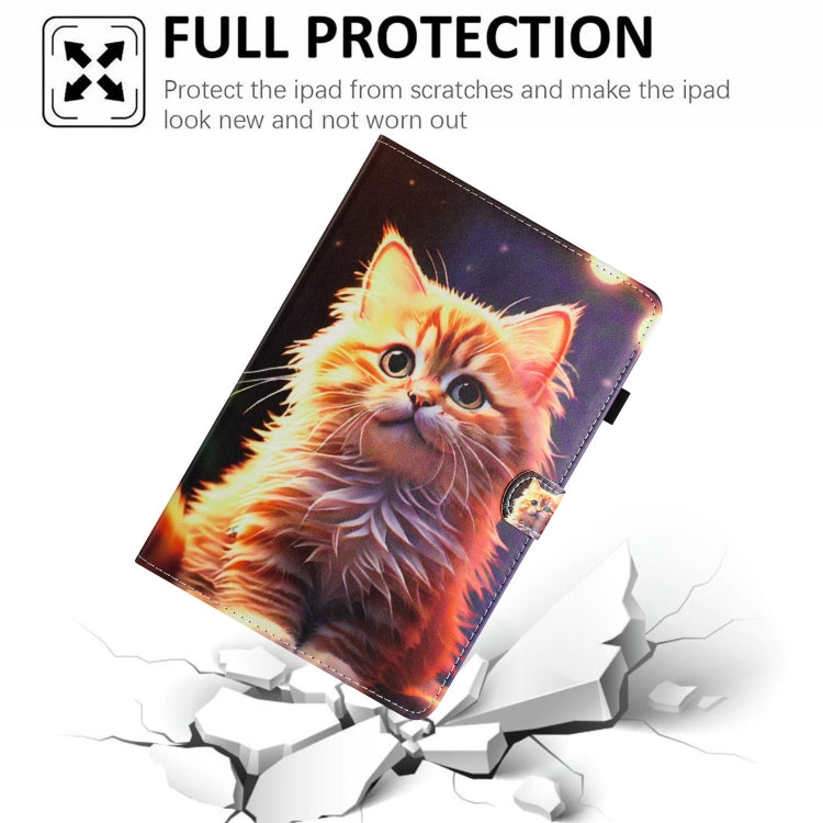 For iPad Pro 11 2024 Painted Litchi Leather Sewing Smart Tablet Case(Gold Cat) - iPad Pro 11 2024 Cases by buy2fix | Online Shopping UK | buy2fix