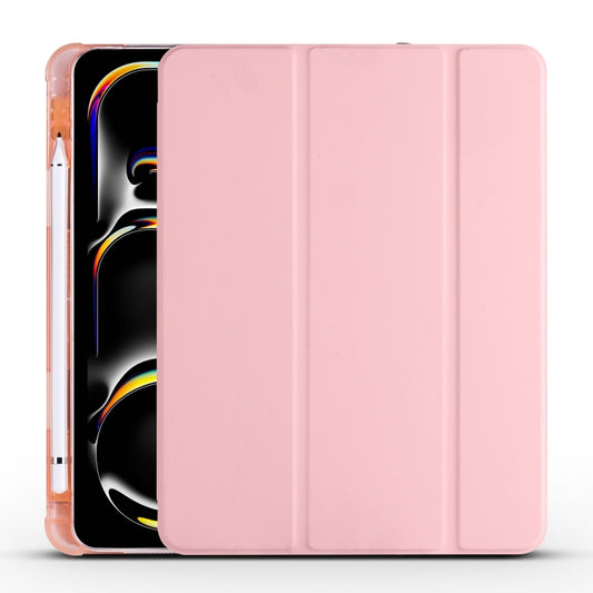 For iPad Pro 13 2024 3-fold TPU Leather Smart Tablet Case with Pen Slot(Pink) - iPad Pro 13 2024 Cases by buy2fix | Online Shopping UK | buy2fix