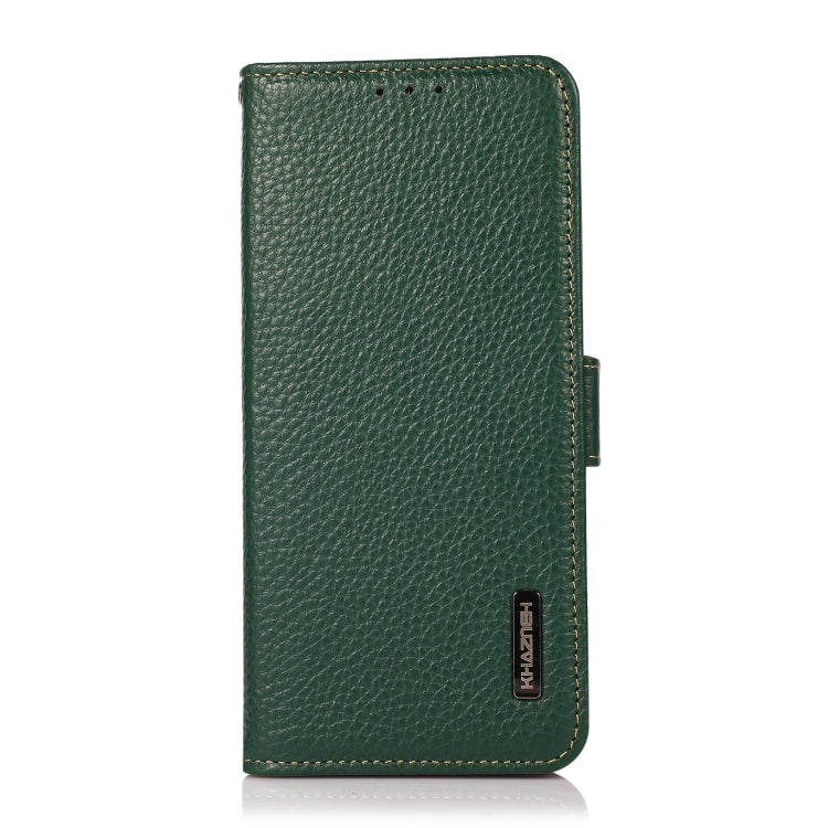 For iPhone 16 Pro Max KHAZNEH Side-Magnetic Litchi Genuine Leather RFID Case(Green) - iPhone 16 Pro Max Cases by buy2fix | Online Shopping UK | buy2fix