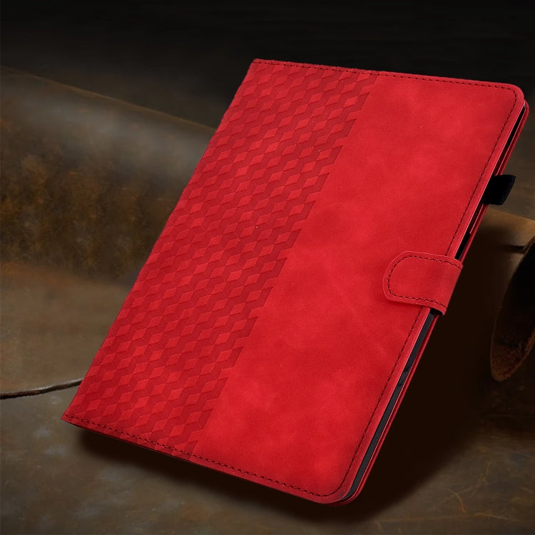 For iPad Pro 11 2024 Rhombus Embossed Leather Tablet Case(Red) - iPad Pro 11 2024 Cases by buy2fix | Online Shopping UK | buy2fix