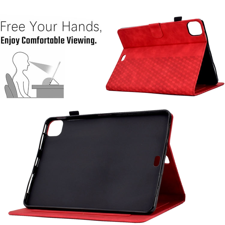 For iPad Pro 11 2024 Rhombus Embossed Leather Tablet Case(Red) - iPad Pro 11 2024 Cases by buy2fix | Online Shopping UK | buy2fix