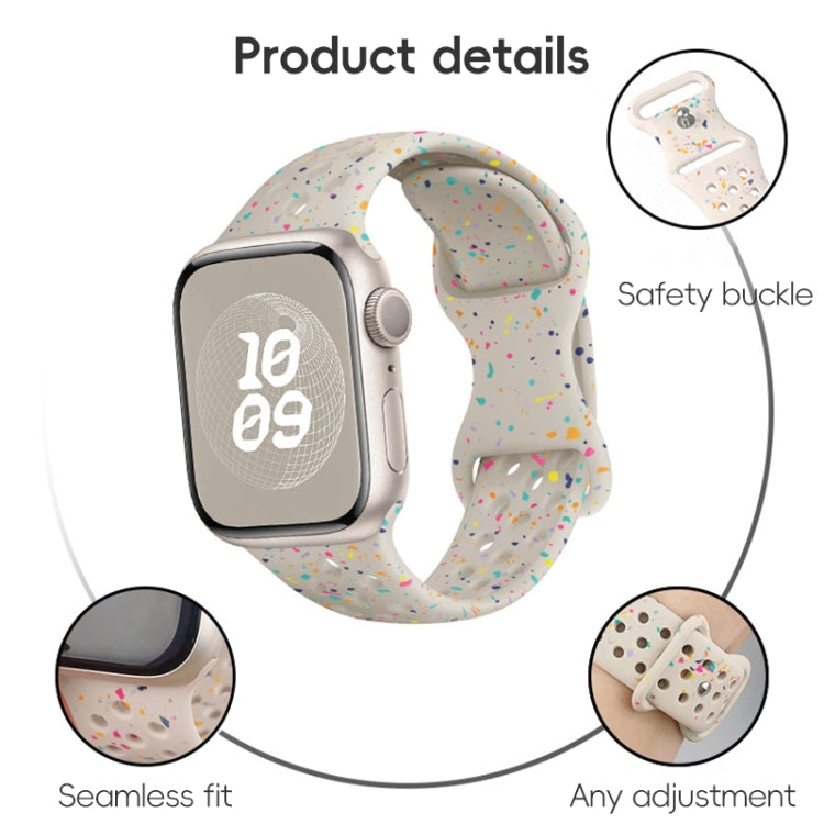 For Apple Watch Series 7 45mm Hole Style Butterfly Buckle Camouflage Silicone Watch Band(Light Mint) - Watch Bands by buy2fix | Online Shopping UK | buy2fix